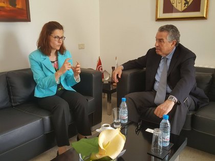 Среща на посланик Славена Гергова с президента на Конфедерацията на тунизийските граждански предприятия г-н Тарек Шериф 