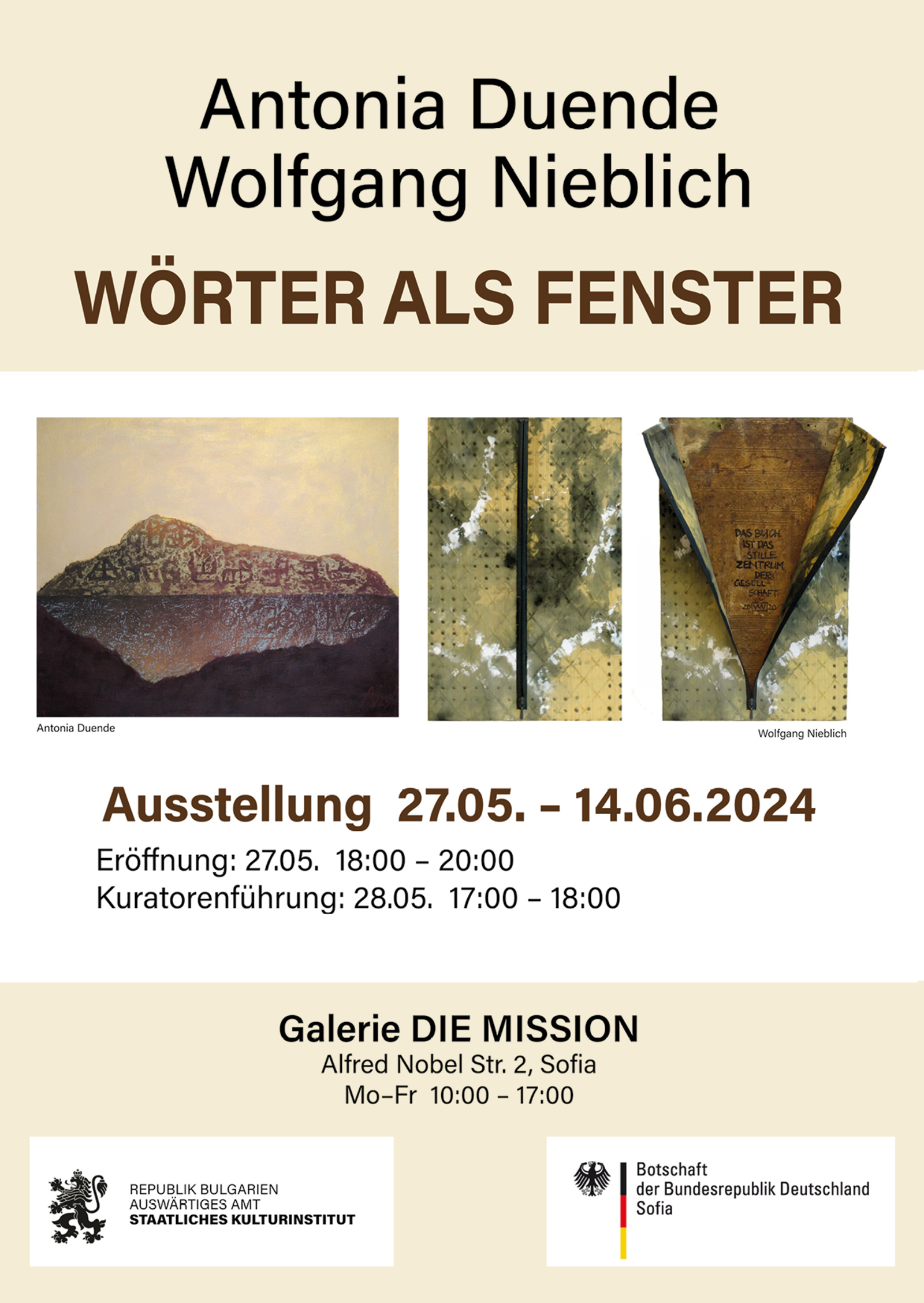 Exhibition “Words - Windows / Wörter als Fenster” by Wolfgang Nieblich and Antonia Duende