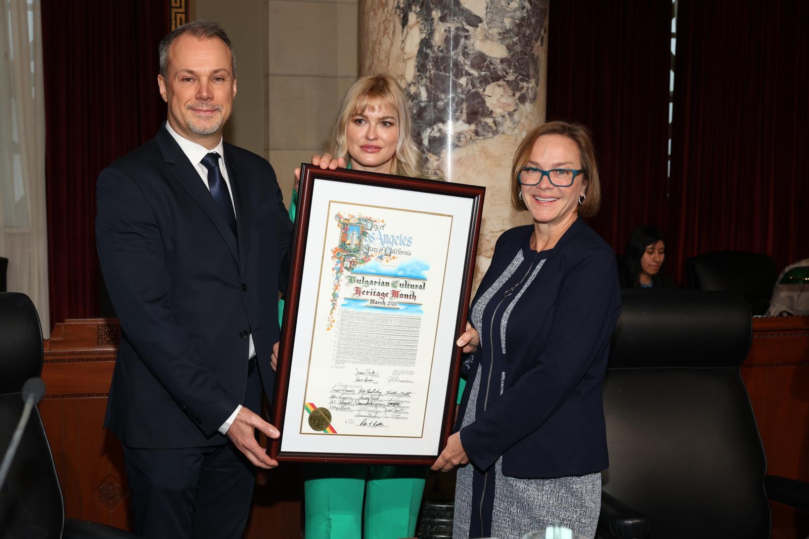 Историческо признание за България – март беше обявен за „Месец на българското културно наследство“ в Лос Анджелис