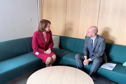 СMeeting Between Minister Nadezhda Neynski and French Foreign Minister Jean-Noël Barrot 