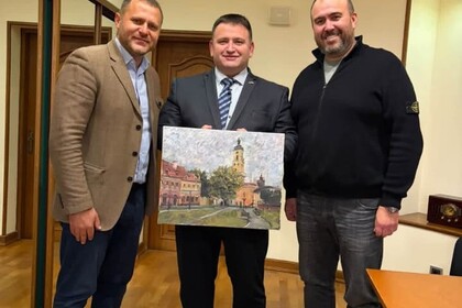 Среща на посланик Златин Кръстев с кмета на град Камянец–Подолски Михайло Поситко