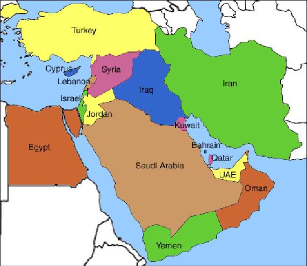 Страны востока. Иран Израиль Ближний Восток. Ирак Иран Израиль на карте. Территория ближнего Востока. Ближний Восток карта политическая Израиль.