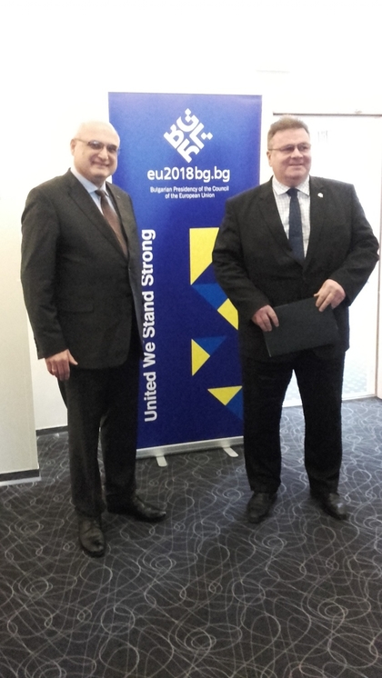 Посланик Емил Ялнъзов представи приоритетите на Българското председателство на Съвета на ЕС пред външния министър на Литва Линас Линкевичус