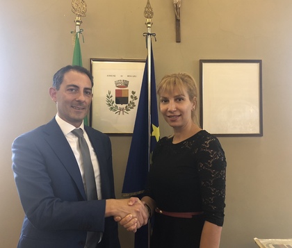 Среща на генералния консул на България в Милано г-жа Таня Димитрова с кмета на Болгаре г-н Лука Серугети