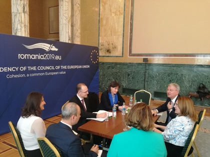 Заместник-министър Емилия Кралева разговаря с Джордже Чамба, делегиран министър за европейските въпроси на Румъния