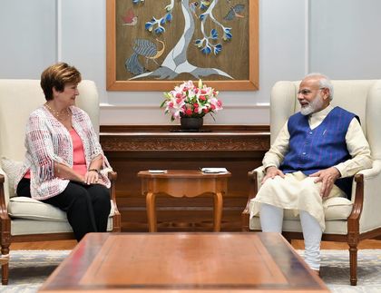 Кристалина Георгиева се срещна с министър-председателя на Индия Нарендра Моди 