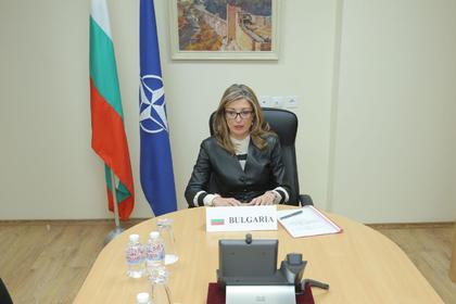 Екатерина Захариева пред колегите си от НАТО: Нашите граждани очакват Алианса активно да се включи в борбата с коронавируса